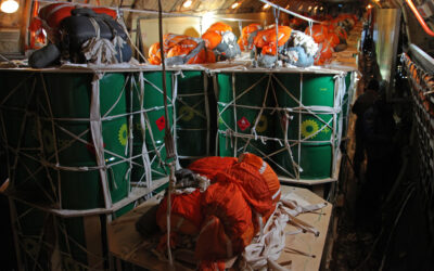Parachute Airdrop in Antarctica: 172 Fuel Barrels for DROMLAN ABOA-WASA Program (December 1, 2013)